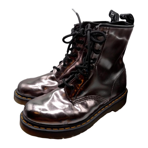 Dr. Martens Shoes - Doc Martin Airwair The Original Metallic Silver-Bronze Ankle Boot  Size 7 EUC